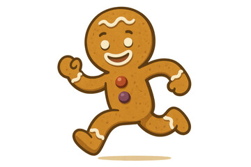 Obraz premium Gingerbread man running, happy cookie cartoon character enjoying a festive run, transparent background
