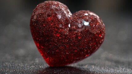 Romantic sparkling red heart with glittering reflections on vibrant red background for valentine’s day celebration, love concept, and romantic holiday decoration