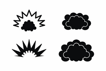 set of explosion silhouette vector illustration isolated on white background
