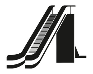 Escalator in shopping mall silhouette vector illustration isolated on white background