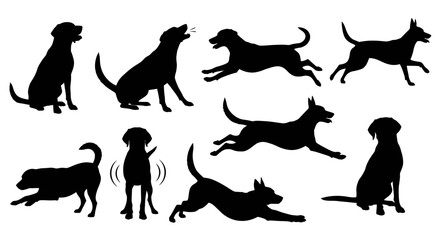 Collection of Dog Silhouette Vector Art for Diverse Breed Illustrations