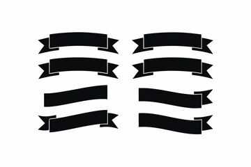 set of Discount label ribbon silhouette vector illustration isolated on white background