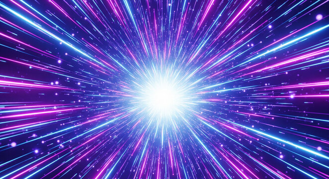 Light burst energy travel abstract purple blue glowing lines speed motion Colorful space-like focus line effect background
