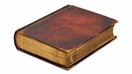 Antique Burgundy Leather Book Wear Patina White Background