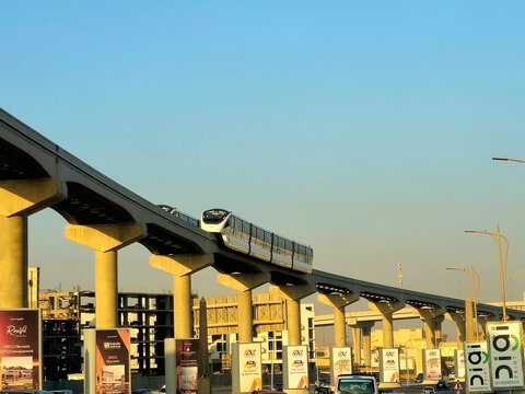 Cairo, Egypt, October 27 2025: The Cairo Monorail is a two-line rapid transit system in Egypt that will connect the Greater Cairo area with the New Administrative Capital and 6th of October City