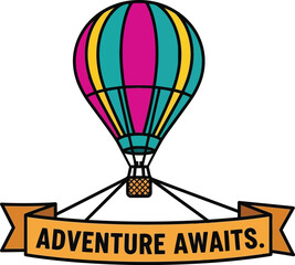 Hot air balloon adventure awaits travel tourism flight journey trip vector