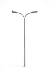 Street lamp with two lights isolated on white background