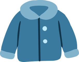 Flat Blue Winter Jacket Vector Illustration