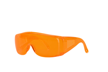 Orange glasses protect from wind and water, on transparent background