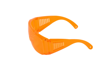 Orange glasses protect from wind and water, on transparent background