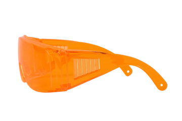 Orange glasses protect from wind and water, on transparent background