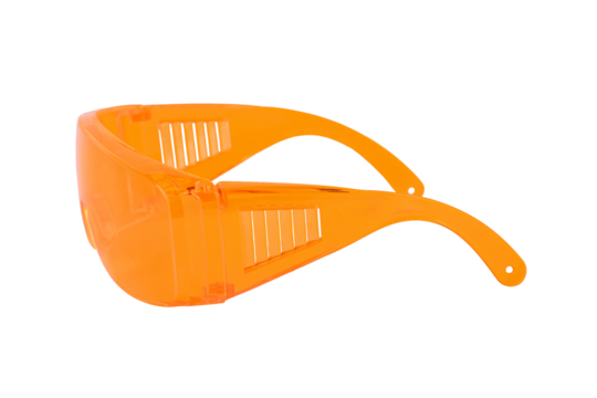 Orange glasses protect from wind and water, on transparent background