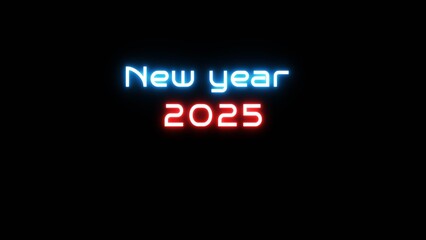 Neon glowing new year text illustration. Neon Happy new year celebration.