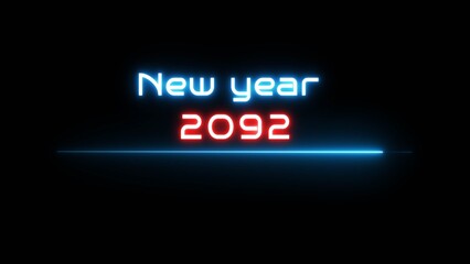 Neon glowing new year text illustration. Neon Happy new year celebration.