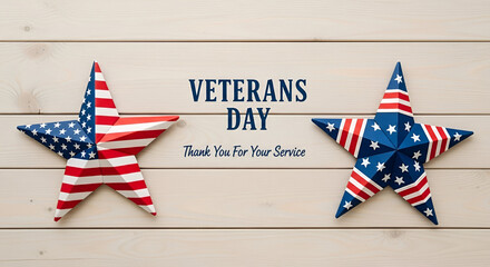 Veterans Day Patriotic Stars with American Flags