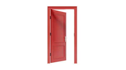 Vibrant red door ajar, symbolizing opportunity and new beginnings