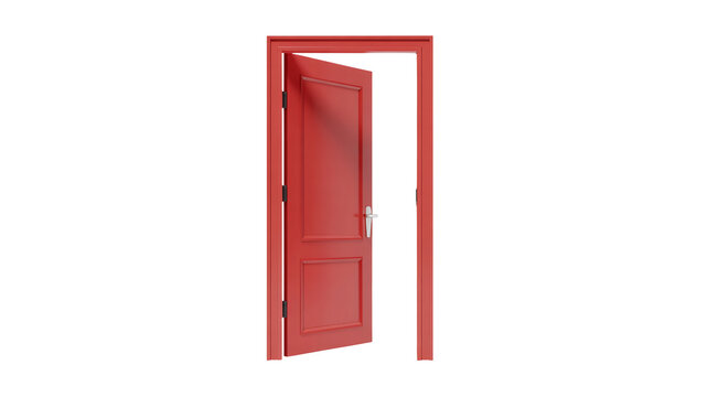 Vibrant red door ajar, symbolizing opportunity and new beginnings