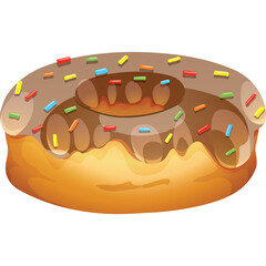 Chocolate Frosted Donut with Colorful Sprinkles on a Transparent Background