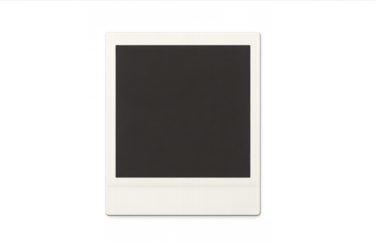 Instant retro camera print frame with blank viewfinder for old memories isolated on transparent background