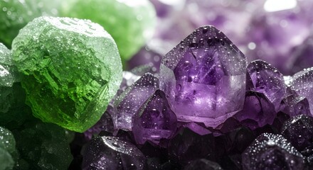 Vibrant Green and Purple Crystals A Mesmerizing Display of Natural Beauty and Mineral Formations