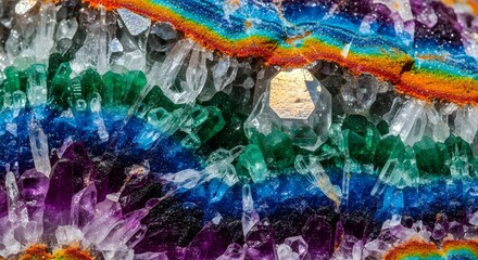 Vibrant Crystalline Display A Kaleidoscope of Colors and Geological Wonder