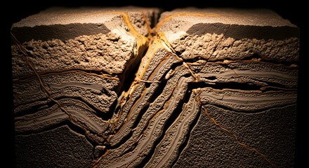 Geological Formation Displaying Folded Strata, Fault Lines, and Earth Layers