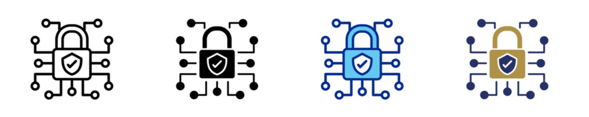 Data Security  Icon Set Multiple Style Collection
