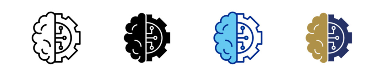Machine Learning  Icon Set Multiple Style Collection
