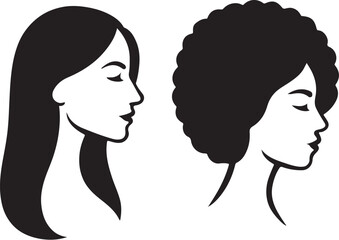 PrintTwo women s silhouettes with different hairstyles