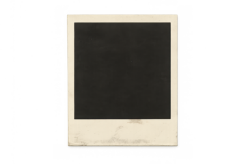 Vintage instant film frame isolated on transparent background, retro empty picture for memories template