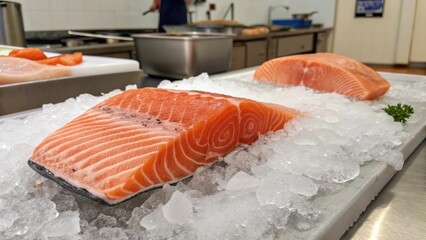 raw salmon on a cutting board