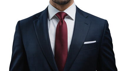 Sharp dressed professional man with deep red tie and crisp white shirt