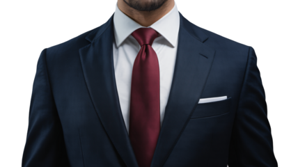Sharp dressed professional man with deep red tie and crisp white shirt