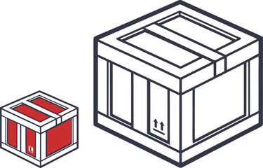 Cardboard Box Outline Design. Packaging Box Line Art Illustration. Storage Box Outline Drawing. Delivery Parcel Box Outline. Open and Closed Box Line Style. Simple Box Outline Collection. Carton Box