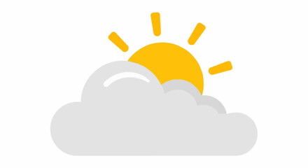 Vector icon of sun behind a cloud, partly sunny weather symbol, flat modern design, isolated on white background.