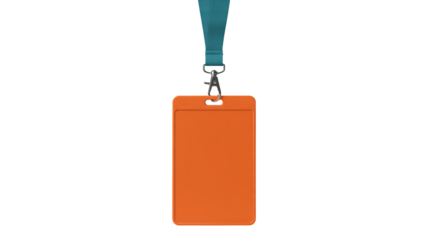 Modern orange lanyard badge holder for professional identification access