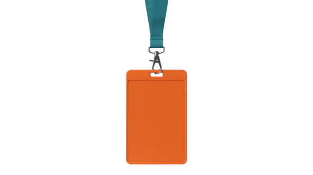 Modern orange lanyard badge holder for professional identification access
