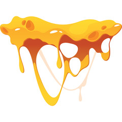Abstract Melting Cheese Dripping Transparent Background Vibrant Orange Yellow Food Art