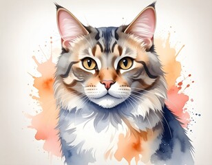 Obraz premium Beautiful watercolor-style illustration of a cat