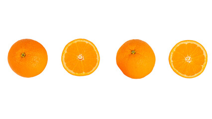 Orange fruit slice isolated on transparent background. Top view. Flat lay