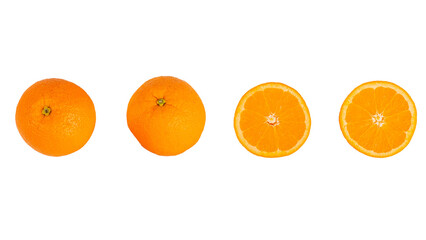 Orange fruit slice isolated on transparent background. Top view. Flat lay