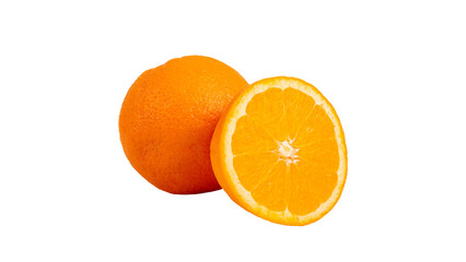 Orange fruit slice isolated on transparent background. Top view. Flat lay