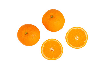 Orange fruit slice isolated on transparent background. Top view. Flat lay