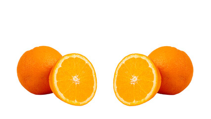 Orange fruit slice isolated on transparent background. Top view. Flat lay