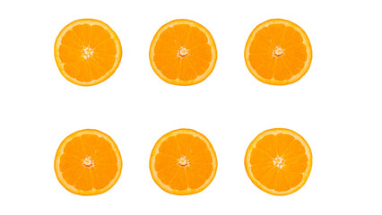Orange fruit slice isolated on transparent background. Top view. Flat lay