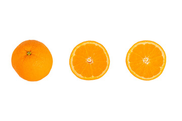 Orange fruit slice isolated on transparent background. Top view. Flat lay