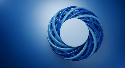 Abstract Spiral and Circle Composition on Blue Gradient Background Featuring Motion, Contrast, Minimal Design, and Visual Art Elements, 4K image 