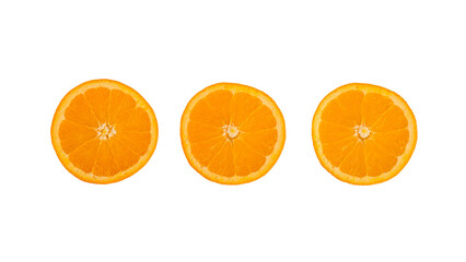 Orange fruit slice isolated on transparent background. Top view. Flat lay