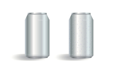 Silver Can and Condensation Water Drop Can Mockup – Clean Metallic Design