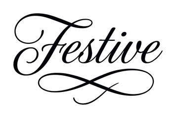 Elegant festive calligraphy design with decorative swirl